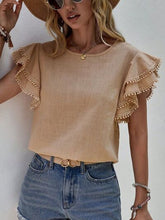 Load image into Gallery viewer, Ruffle Cap Sleeve Blouse