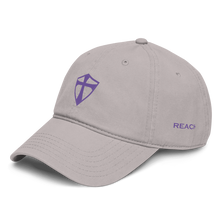 Load image into Gallery viewer, REACH Purple on Gray Embroidered Garment-Washed Baseball Cap